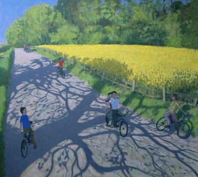 Cyclists and Yellow Field, Kedleston, Derby by Andrew Macara
